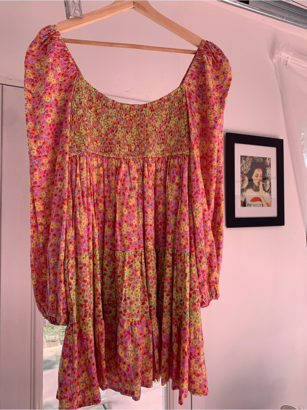 Vici Women’s Pink Floral Smocked Babydoll Dress